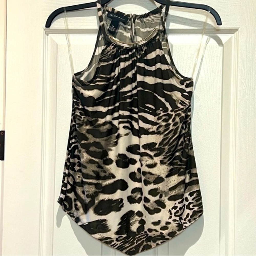 PETITE Medium Animal Print Handkerchief Hem Sleeveless Top